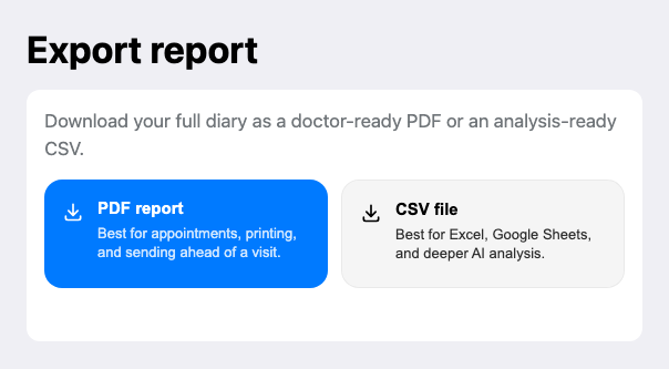 Reports export screenshot